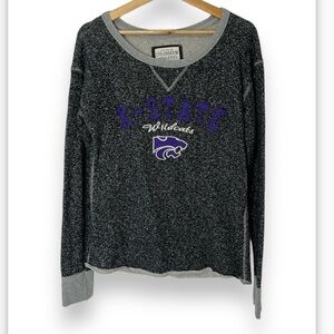 Womens K State Wildcats Embroidered Thermal Boatneck Top L Colosseum Athletics
